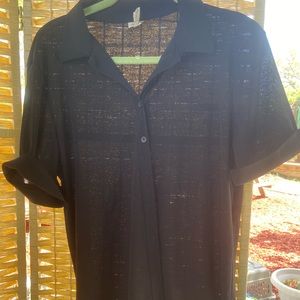 Vintage Black Sheer collared top